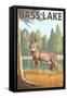 Bass Lake, California - Deer, c.2009-Lantern Press-Framed Stretched Canvas