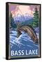 Bass Lake, California - Fisherman, c.2009-Lantern Press-Framed Stretched Canvas