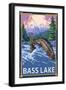 Bass Lake, California - Fisherman, c.2009-Lantern Press-Framed Art Print