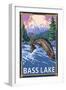Bass Lake, California - Fisherman, c.2009-Lantern Press-Framed Art Print