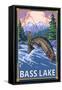 Bass Lake, California - Fisherman, c.2009-Lantern Press-Framed Stretched Canvas