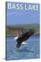 Bass Lake, California - Fishing Eagle, c.2009-Lantern Press-Stretched Canvas