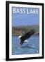 Bass Lake, California - Fishing Eagle, c.2009-Lantern Press-Framed Art Print
