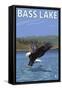 Bass Lake, California - Fishing Eagle, c.2009-Lantern Press-Framed Stretched Canvas