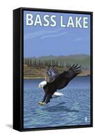 Bass Lake, California - Fishing Eagle, c.2009-Lantern Press-Framed Stretched Canvas