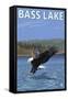 Bass Lake, California - Fishing Eagle, c.2009-Lantern Press-Framed Stretched Canvas