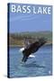 Bass Lake, California - Fishing Eagle, c.2009-Lantern Press-Stretched Canvas