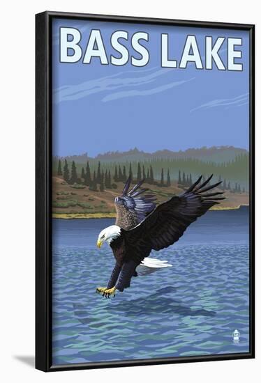 Bass Lake, California - Fishing Eagle, c.2009-Lantern Press-Framed Art Print