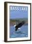 Bass Lake, California - Fishing Eagle, c.2009-Lantern Press-Framed Art Print