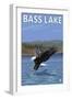 Bass Lake, California - Fishing Eagle, c.2009-Lantern Press-Framed Art Print