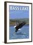 Bass Lake, California - Fishing Eagle, c.2009-Lantern Press-Framed Art Print