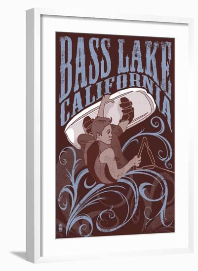 Bass Lake, California - Wakeboarder-Lantern Press-Framed Art Print