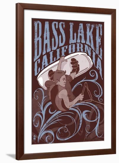 Bass Lake, California - Wakeboarder-Lantern Press-Framed Art Print