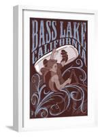 Bass Lake, California - Wakeboarder-Lantern Press-Framed Art Print