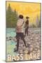 Bass Lake, California - Women Fishing, c.2009-Lantern Press-Mounted Art Print