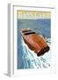 Bass Lake, California - Wooden Boat, c.2008-Lantern Press-Framed Art Print