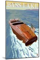 Bass Lake, California - Wooden Boat, c.2008-Lantern Press-Mounted Art Print