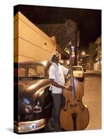 Bass Player, Santiago De Cuba, Cuba, West Indies, Central America-Angelo Cavalli-Stretched Canvas