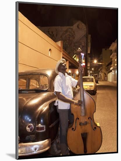 Bass Player, Santiago De Cuba, Cuba, West Indies, Central America-Angelo Cavalli-Mounted Photographic Print