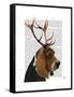 Basset Hound and Antlers-Fab Funky-Framed Stretched Canvas
