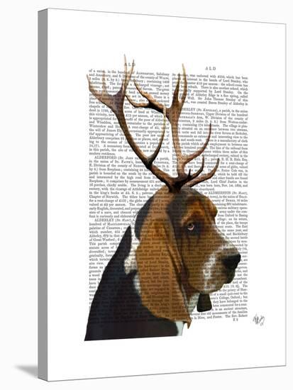 Basset Hound and Antlers-Fab Funky-Stretched Canvas