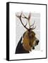 Basset Hound and Antlers-Fab Funky-Framed Stretched Canvas