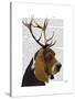 Basset Hound and Antlers-Fab Funky-Stretched Canvas