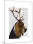 Basset Hound and Antlers-Fab Funky-Mounted Art Print