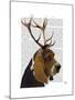 Basset Hound and Antlers-Fab Funky-Mounted Art Print