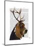 Basset Hound and Antlers-Fab Funky-Mounted Art Print