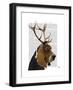 Basset Hound and Antlers-Fab Funky-Framed Art Print