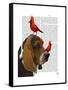 Basset Hound and Birds-Fab Funky-Framed Stretched Canvas