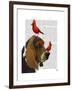 Basset Hound and Birds-Fab Funky-Framed Art Print