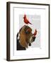 Basset Hound and Birds-Fab Funky-Framed Art Print