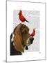 Basset Hound and Birds-Fab Funky-Mounted Art Print