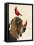 Basset Hound and Birds-Fab Funky-Framed Stretched Canvas