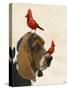 Basset Hound and Birds-Fab Funky-Stretched Canvas