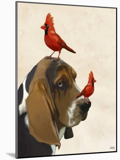 Basset Hound and Birds-Fab Funky-Mounted Art Print