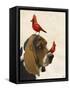 Basset Hound and Birds-Fab Funky-Framed Stretched Canvas