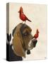 Basset Hound and Birds-Fab Funky-Stretched Canvas