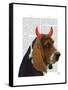 Basset Hound and Devil Horns-Fab Funky-Framed Stretched Canvas