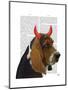 Basset Hound and Devil Horns-Fab Funky-Mounted Art Print