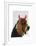 Basset Hound and Devil Horns-Fab Funky-Framed Art Print