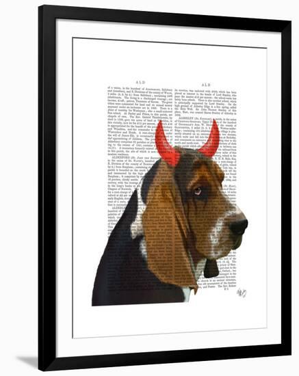 Basset Hound and Devil Horns-Fab Funky-Framed Art Print