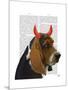 Basset Hound and Devil Horns-Fab Funky-Mounted Art Print