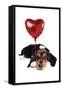 Basset Hound Dog with Heart Shaped Balloon-null-Framed Stretched Canvas