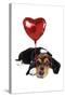 Basset Hound Dog with Heart Shaped Balloon-null-Stretched Canvas