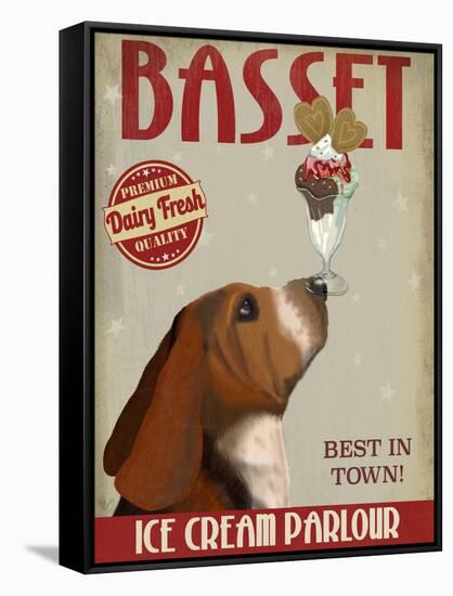 Basset Hound Ice Cream-Fab Funky-Framed Stretched Canvas