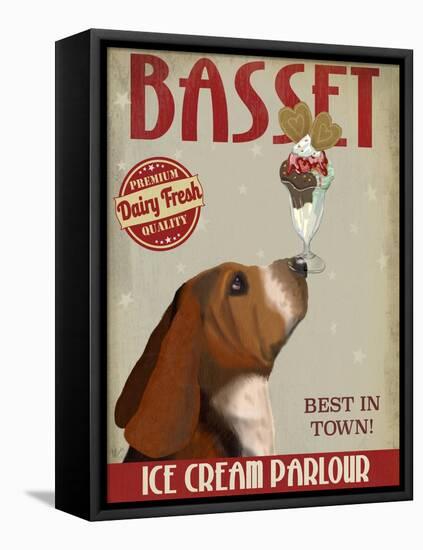 Basset Hound Ice Cream-Fab Funky-Framed Stretched Canvas