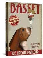 Basset Hound Ice Cream-Fab Funky-Stretched Canvas